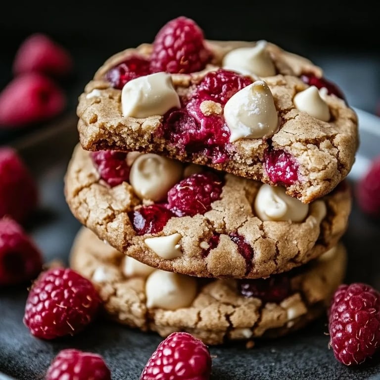 Gooey Raspberry White Chocolate Cookies