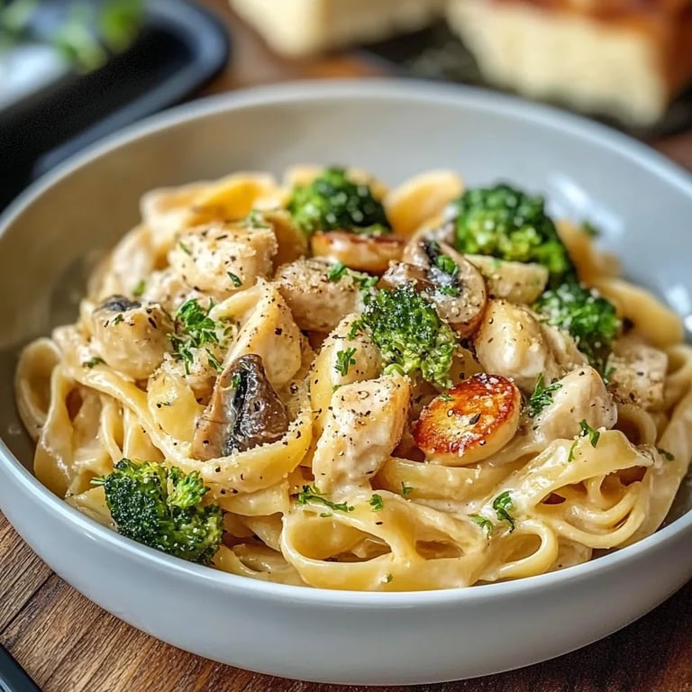 Cremige Hähnchen-Brokkoli-Pasta