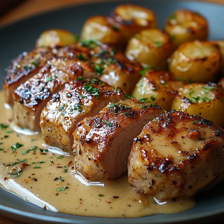 Lomo de Cerdo con Salsa Cremosa de Mostaza Dijon: Una Increíble Receta Última