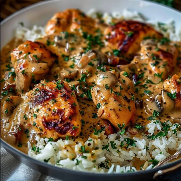 Creamy Smothered Chicken and Rice