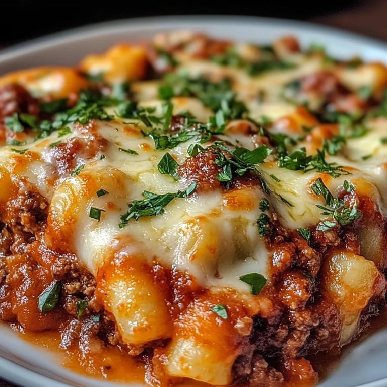 Gnocchi-Auflauf mit Käse-Bolognese