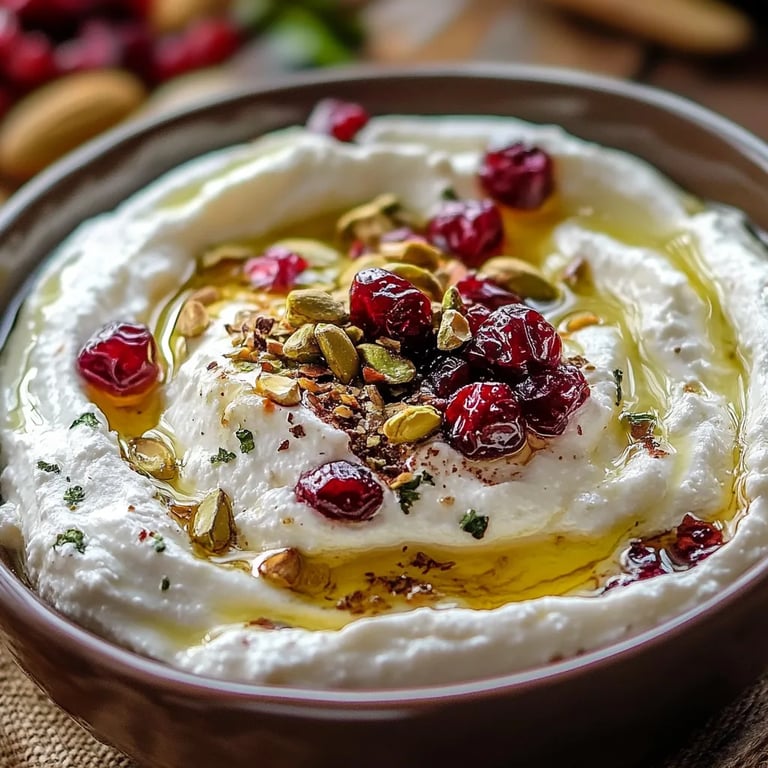 Whipped Feta Dip with Honey, Pistachios, and Cranberries
