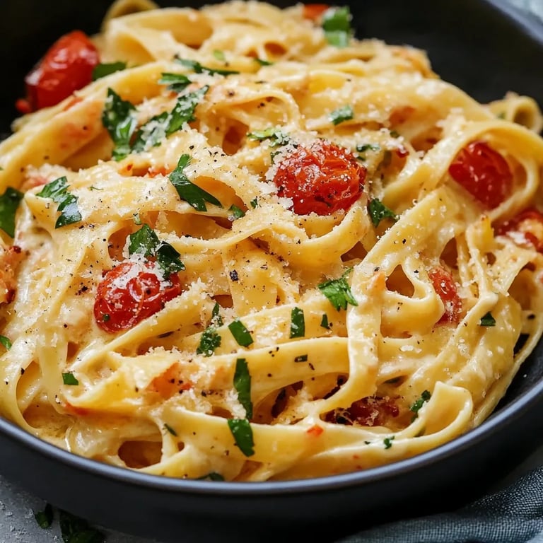 Cremige vegane Pasta mit sonnengetrockneten Tomaten