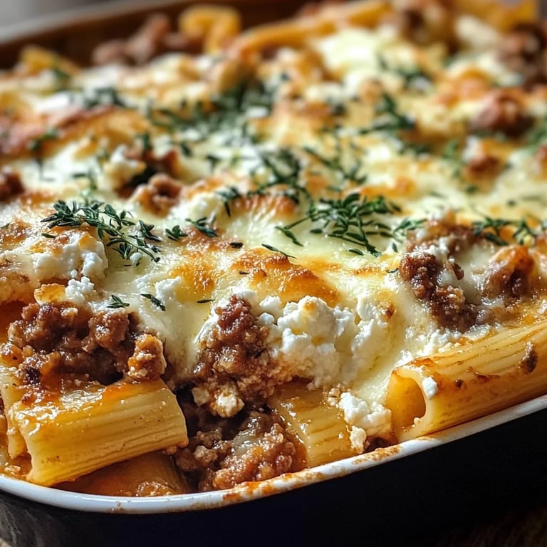 Griechischer Nudel-Auflauf mit Feta und Hackfleisch