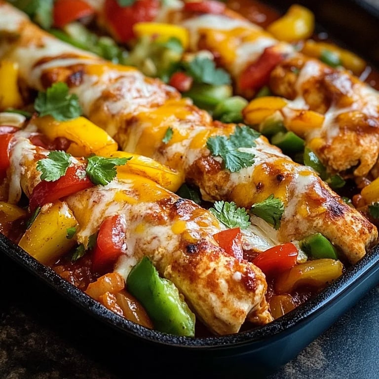 Käsiger Fajita Hähnchen Auflauf