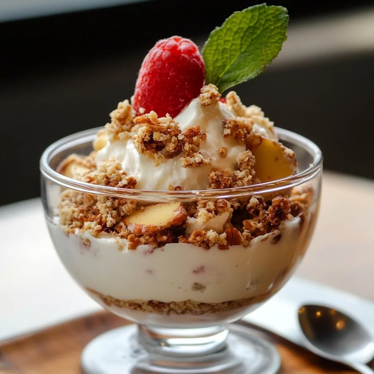 Bratapfel-Crumble mit Zimtcreme im Glas