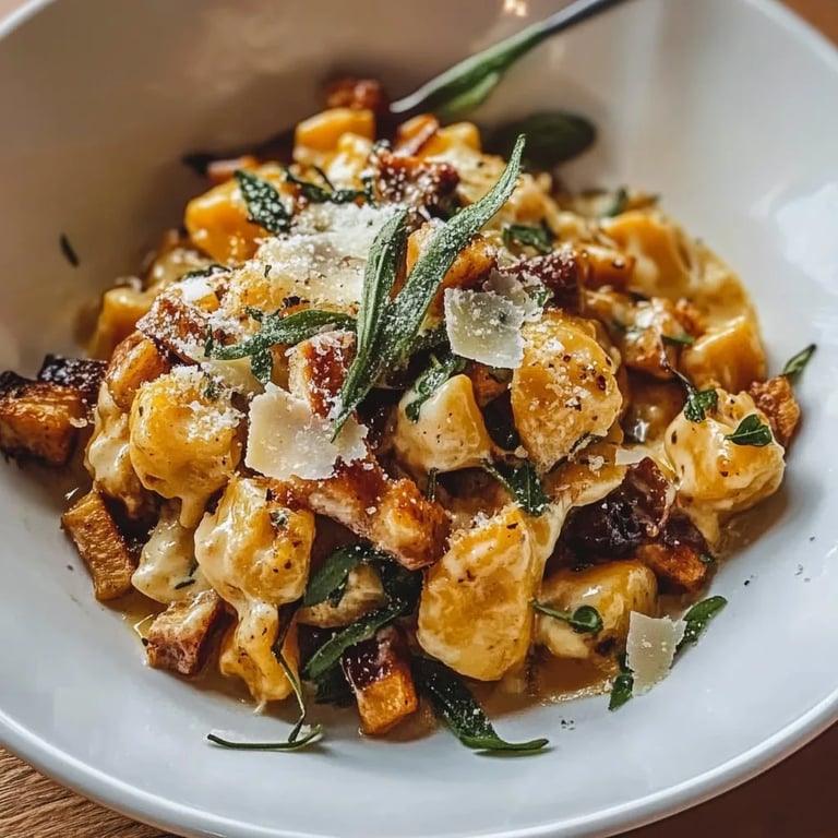 Kürbis-Spätzle mit Walnüsse und Salbei