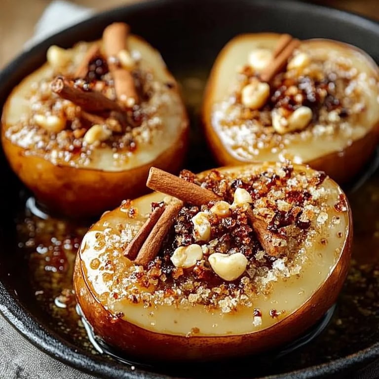 Gebackene Birnen mit Honig und Walnüssen