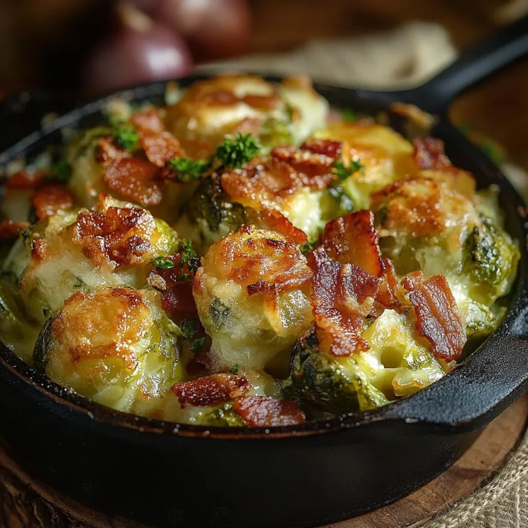 Süßer Ahorn-Bacon Auflauf für Rosenkohl-Fans