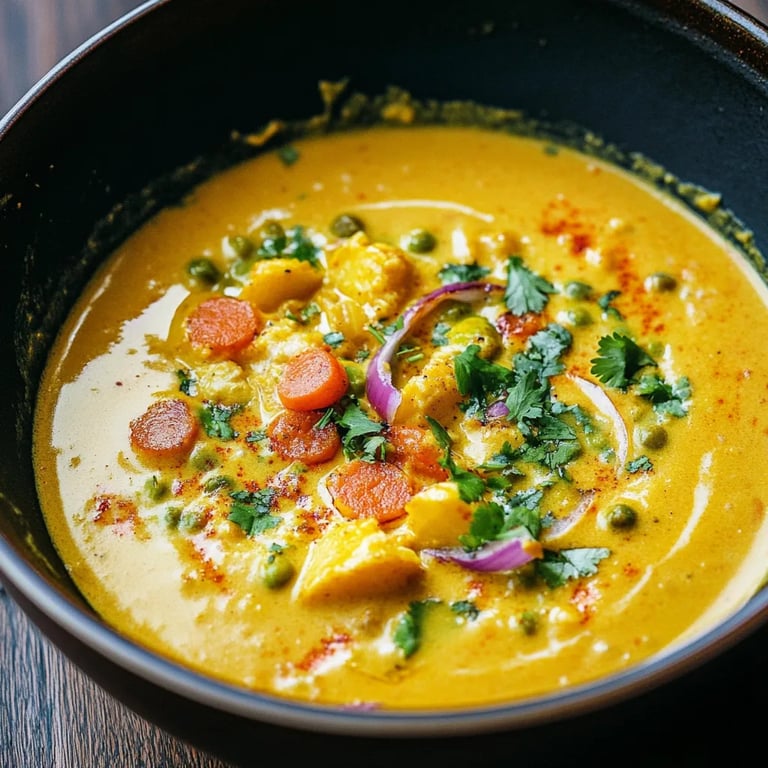 Blumenkohl-Curry mit Erbsen, Karotten & Paprika