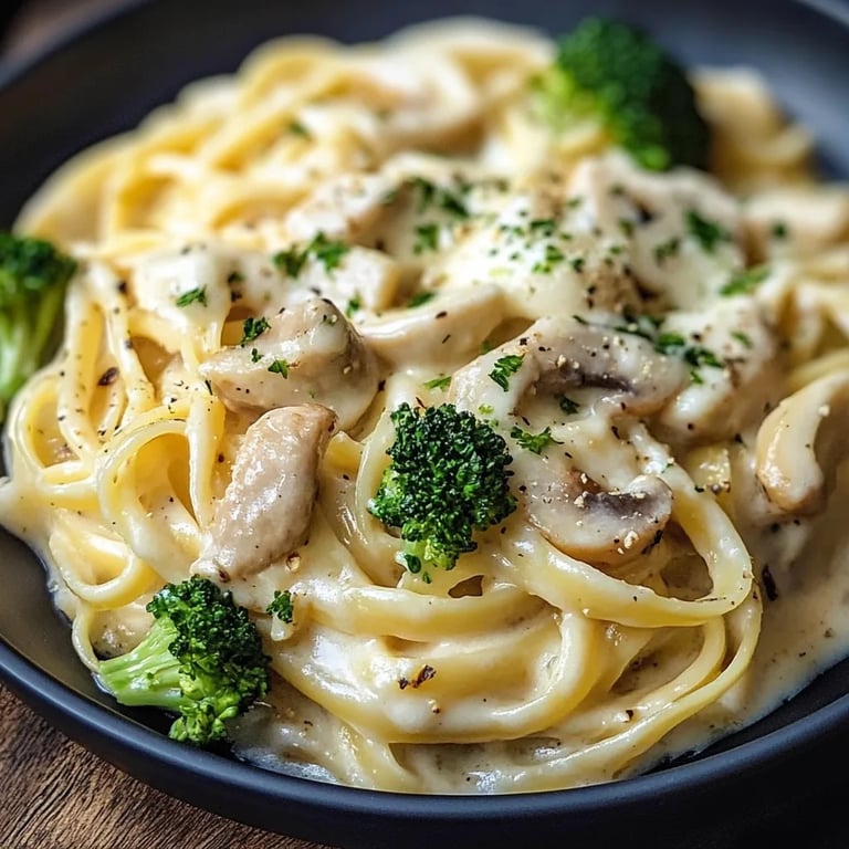Cremige Hähnchen-Brokkoli-Pasta
