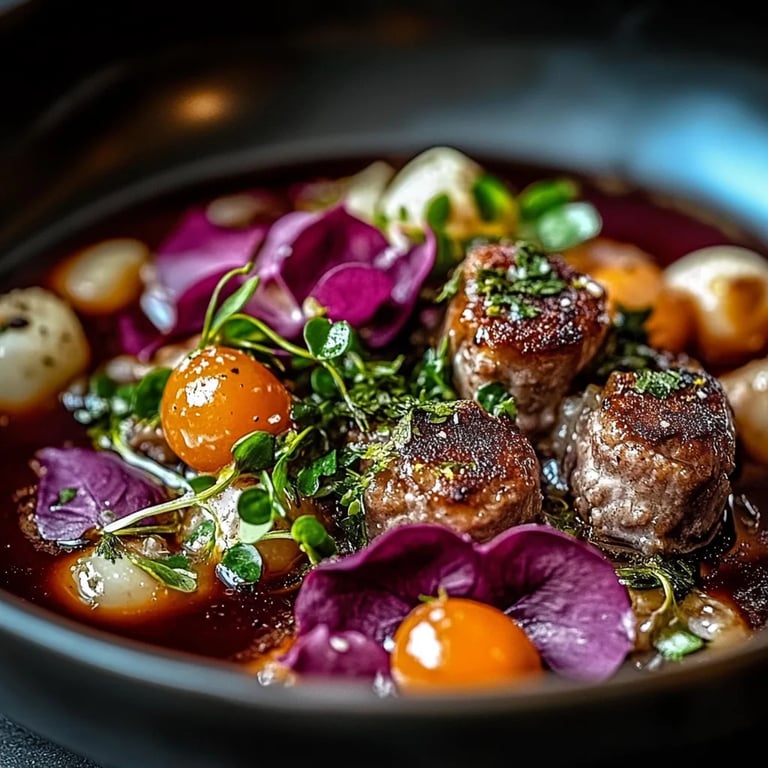 Herzhafter Rosenkohleintopf mit Hackbällchen