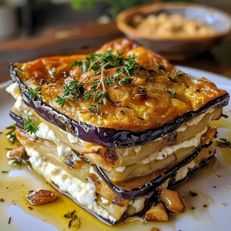 Milhojas berenjena miel cabra