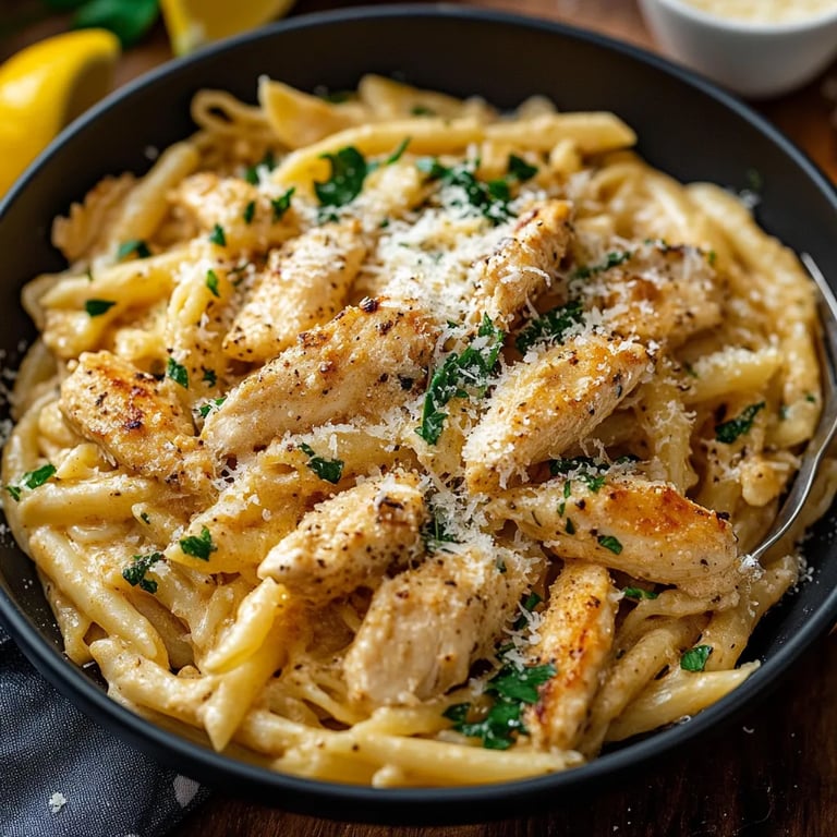 Knoblauch-Parmesan-Hähnchen-Pasta