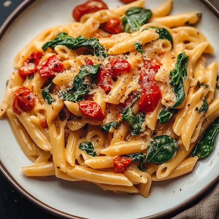 Leckere Spinat-Tomaten-Pasta