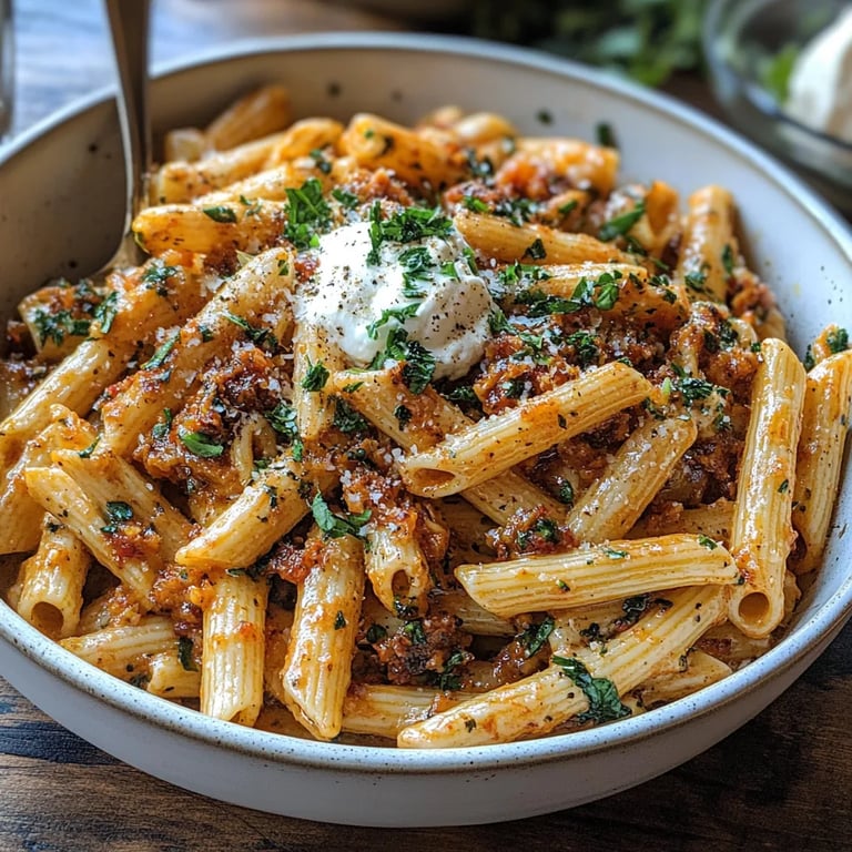 One Pot Sun-Dried Tomato Pasta w/ Whipped Ricotta: An Amazing Ultimate Recipe for 4