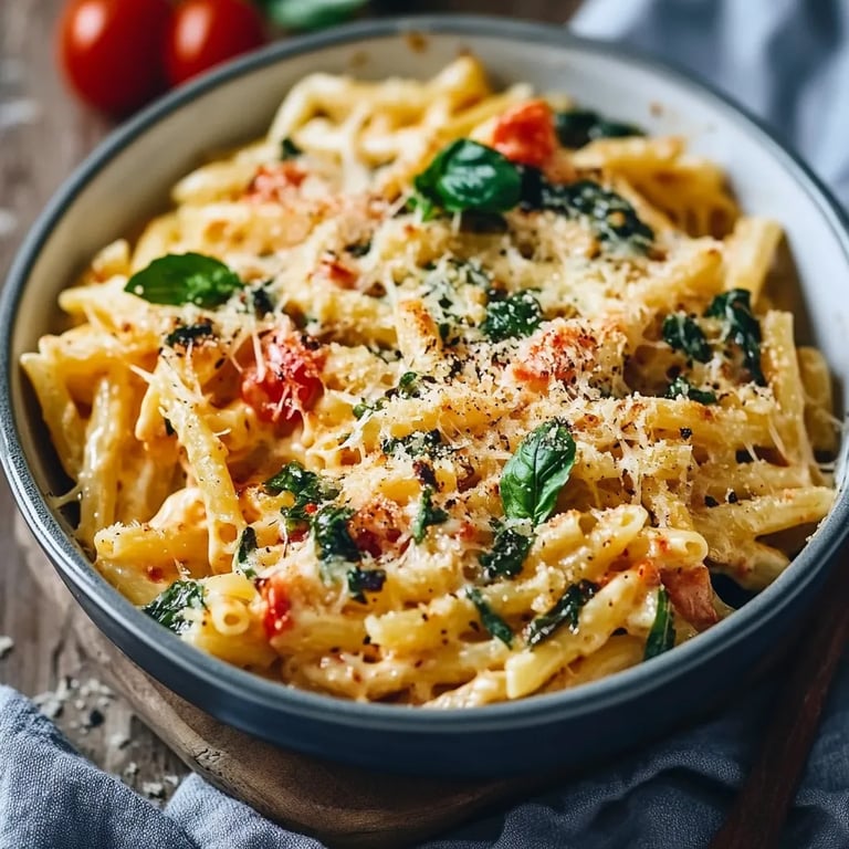 Gesunder vegetarischer Nudelauflauf