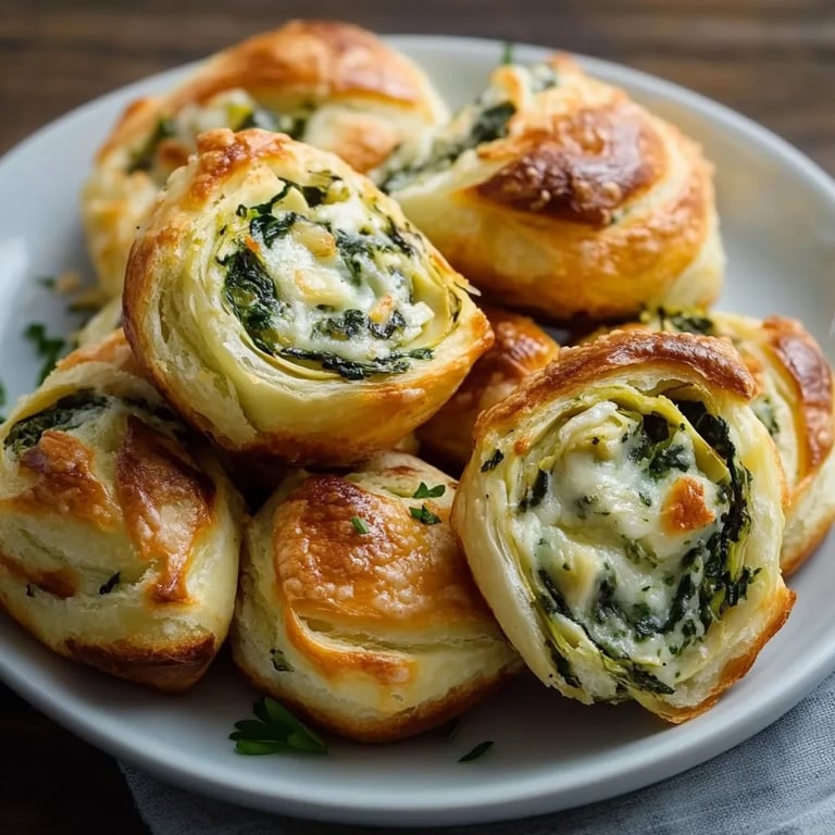 Cheesy Spinach and Artichoke Pinwheels