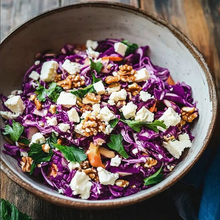 Rotkohl Salat mit Feta und Walnüssen