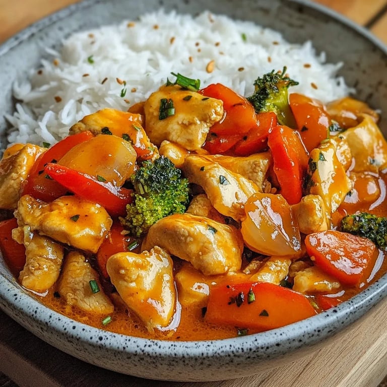 Kürbis Hähnchen Pfanne mit Reis