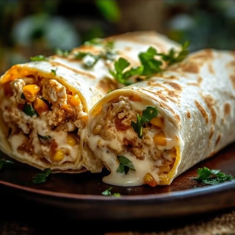 Schnelle Hähnchen-Wraps mit Käse und Knoblauch