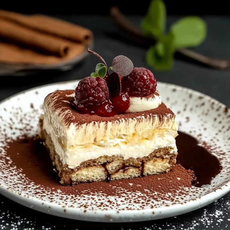Spekulatius-Tiramisu mit würzigem Kirschkompott