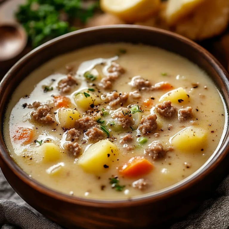 Creamy Potato Hamburger Soup