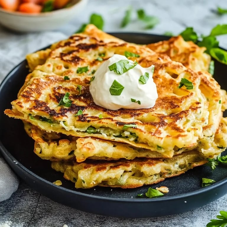Gemüsewaffeln mit körnigem Frischkäse