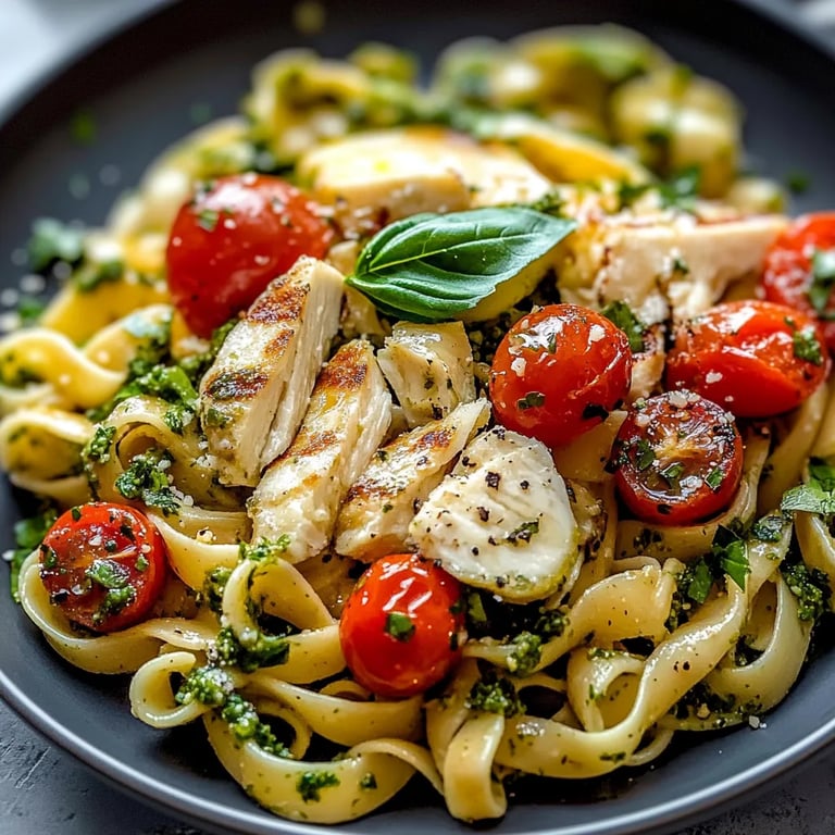 Einfacher Hähnchen-Pesto-Pasta-Salat