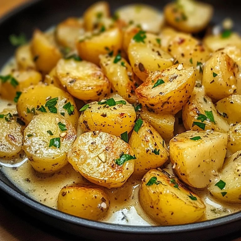 Kartoffeln mit Knoblauch-Sahnesauce