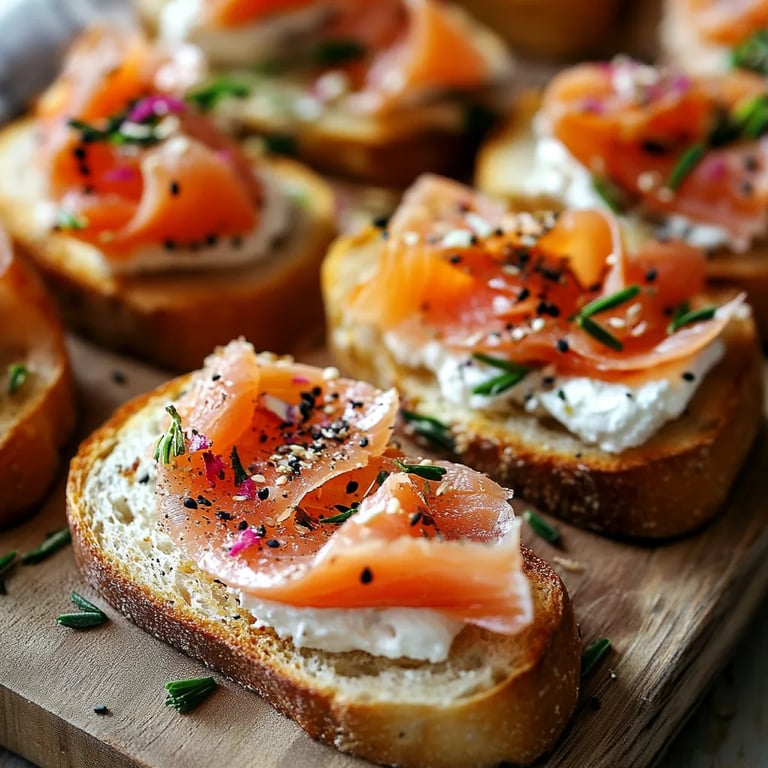 Easy & Super Spicy Smoked Salmon Crostini