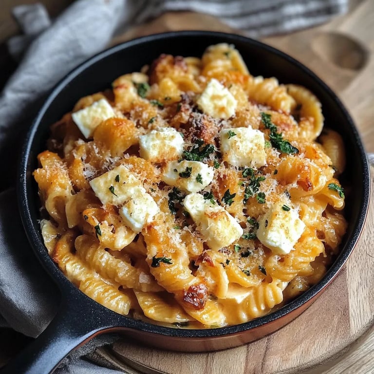 Schnelle Feta-Kürbis-Pasta