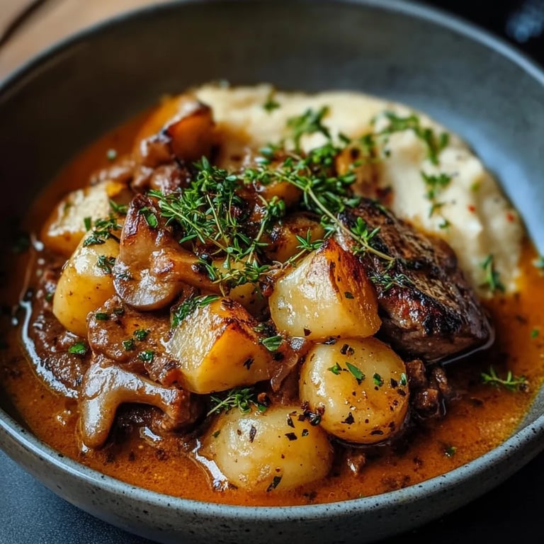 Pilzgulasch mit Kartoffelpüree