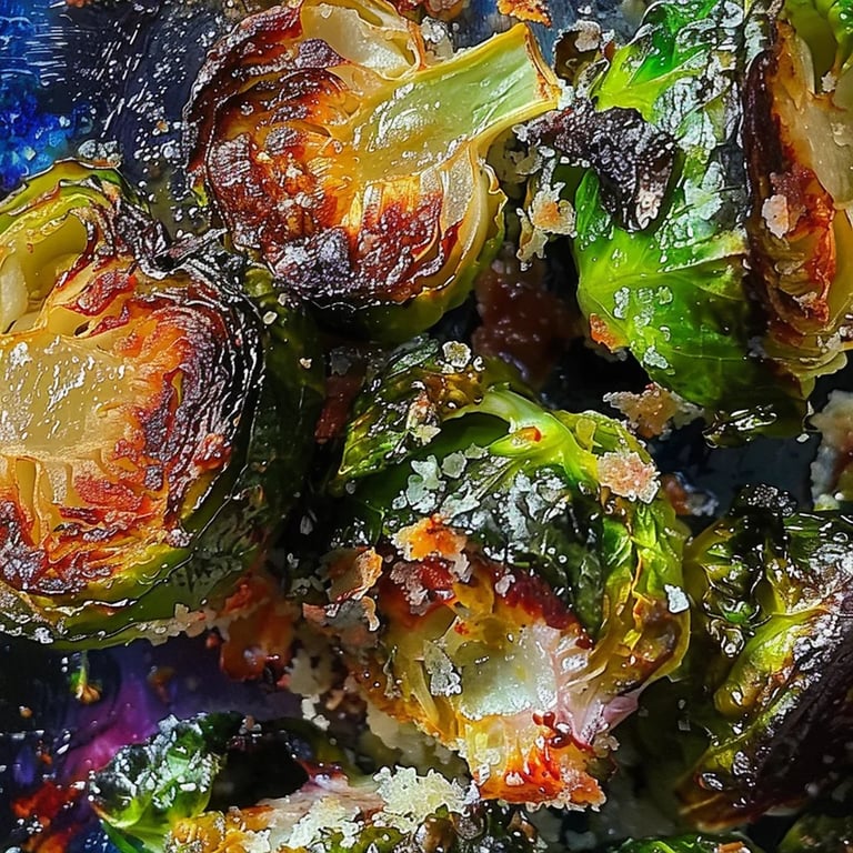 Knusprige Knoblauch Parmesan Rosenkohl