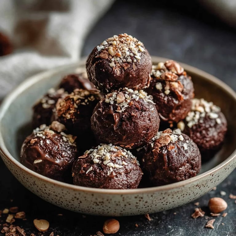 Einfache No-Bake Protein-Bites mit Brownie-Geschmack