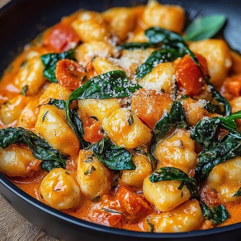 Schnelle Gnocchi-Pfanne mit Tomate & Spinat
