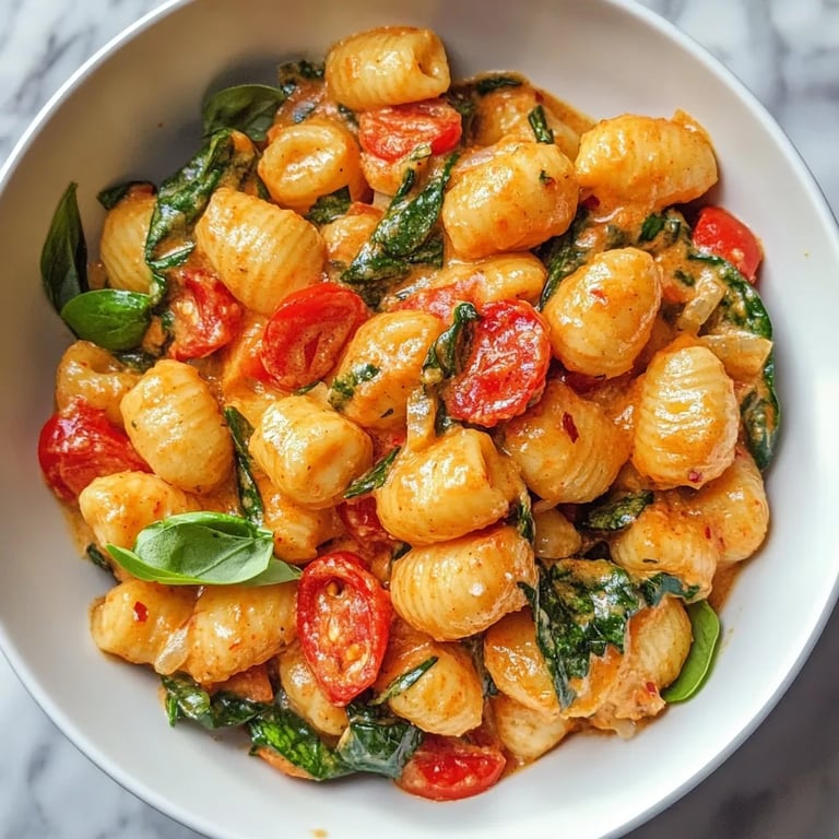 Schnelle Gnocchi-Pfanne mit Tomate & Spinat