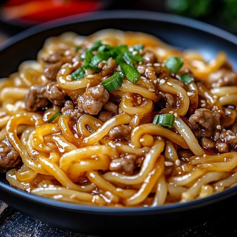 Mongolische Hackfleisch Nudeln