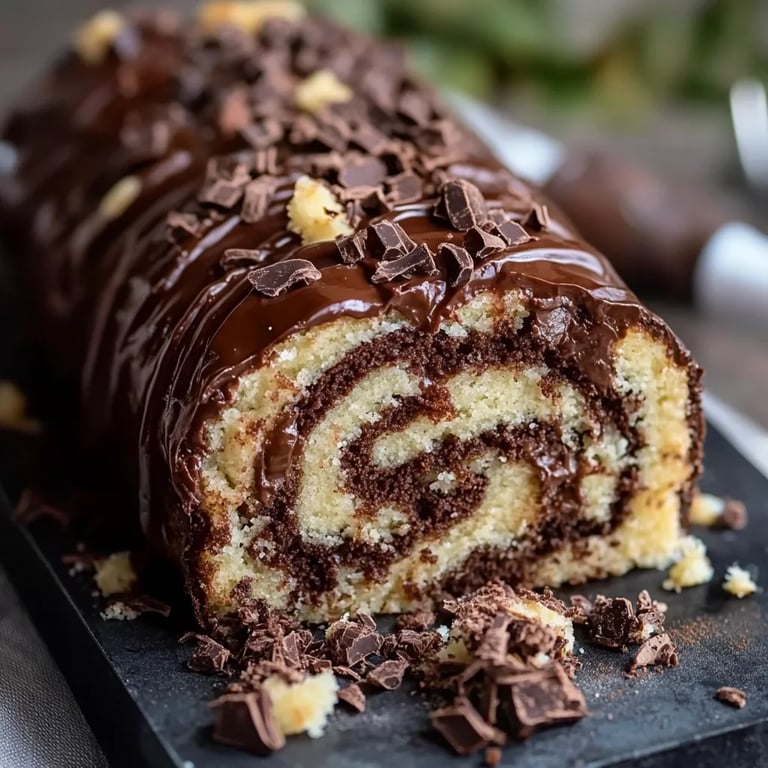 Decadent German Chocolate Roll Cake