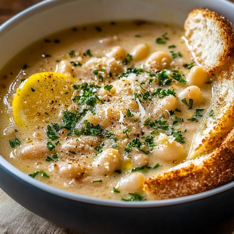 Cremige weiße Bohnen mit Parmesan und Zitrone