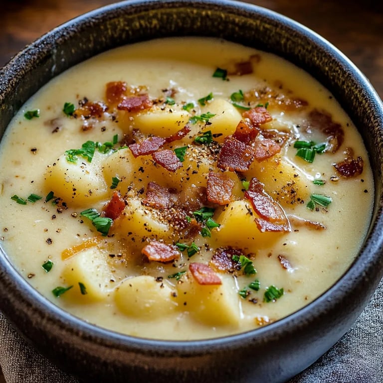 Outback Potato Soup with Bacon Toppings