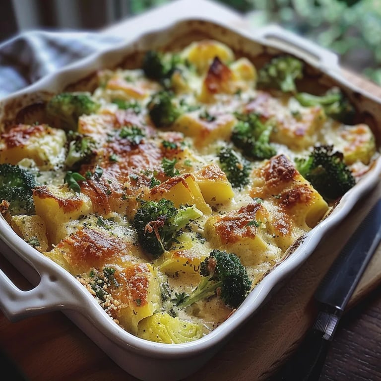 Kartoffel-Brokkoli-Rosenkohl Auflauf