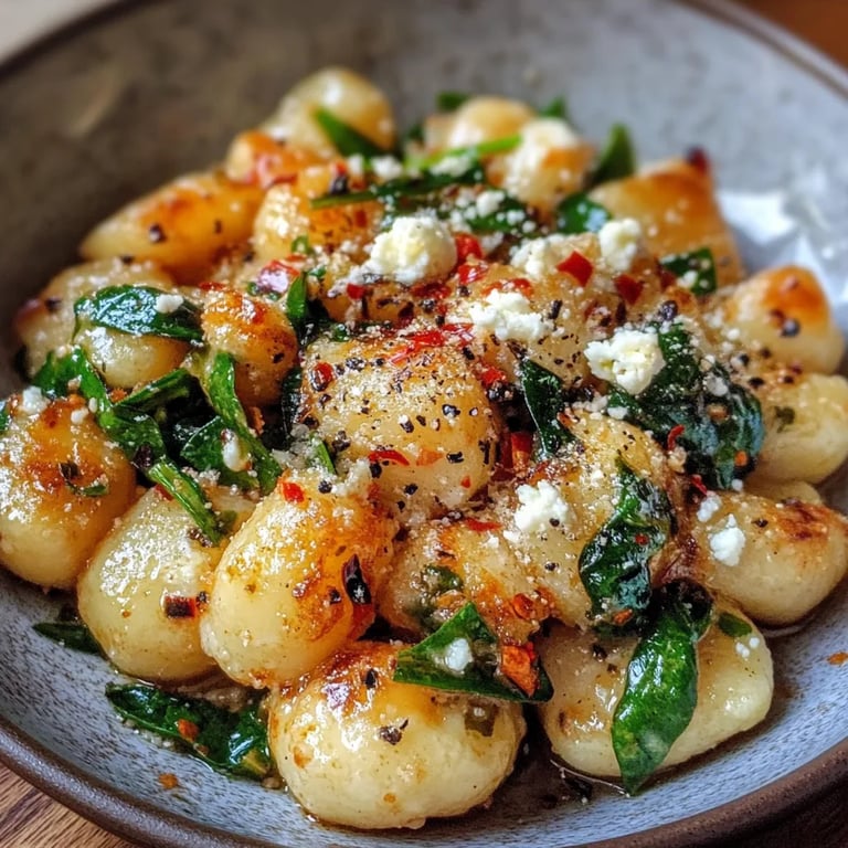 Cremige Gnocchi mit Spinat und Feta
