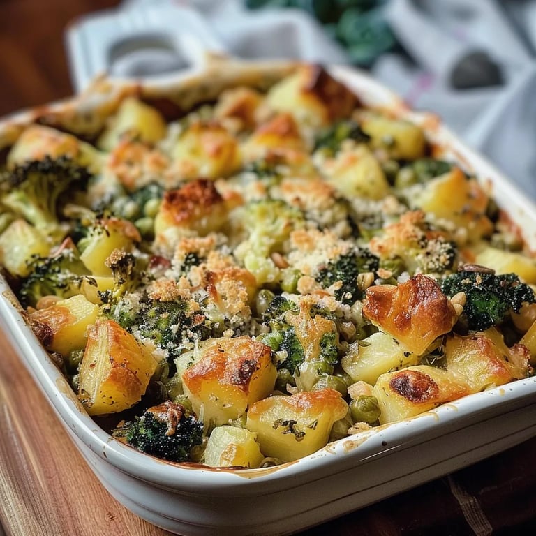 Kartoffel-Brokkoli-Rosenkohl Auflauf