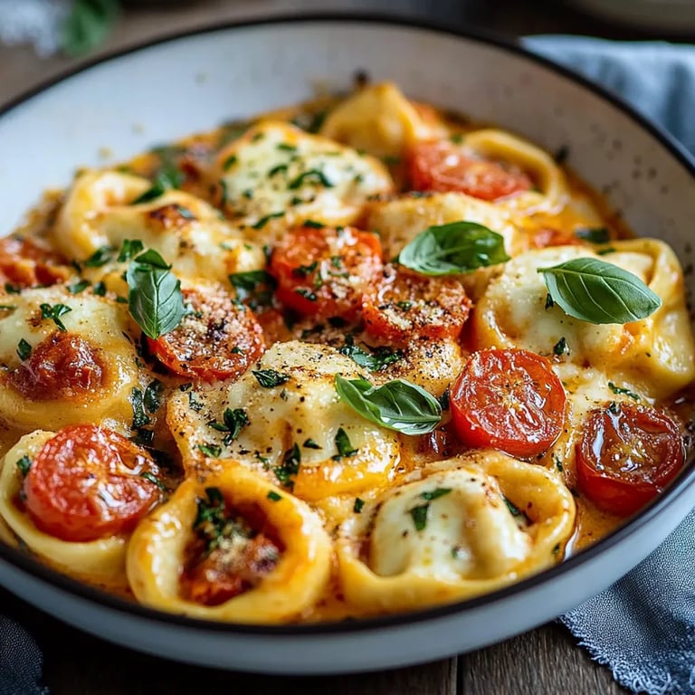 Tortellini-Auflauf mit Tomaten und Mozzarella