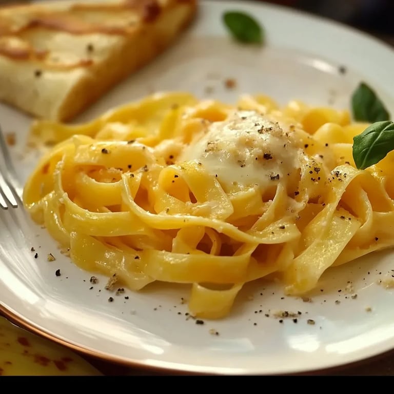 Cremige Knoblauch-Tagliatelle-Nudeln