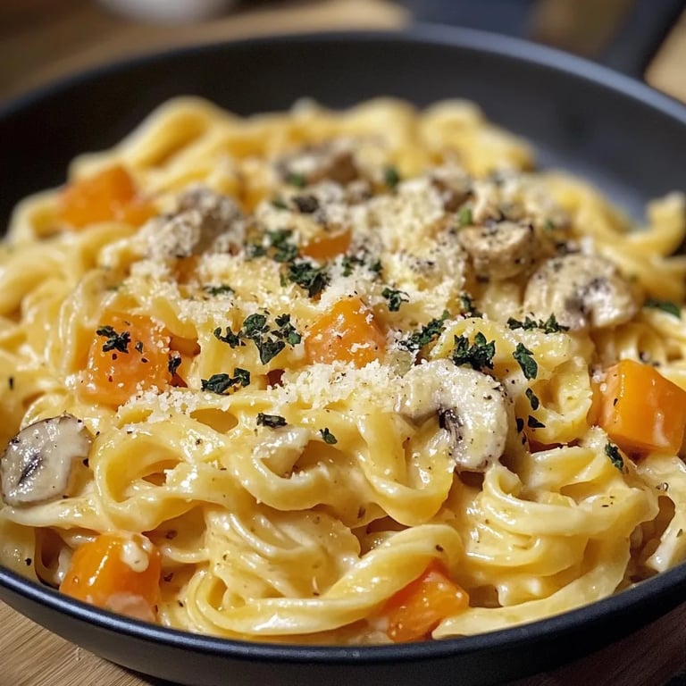 Schnelle Feta-Kürbis-Pasta