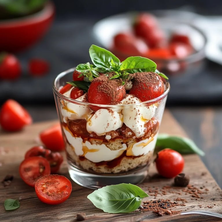 Tomaten-Mozzarella-Tiramisu im Glas