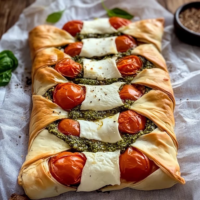 Pesto-Strudel mit Tomaten und Mozzarella