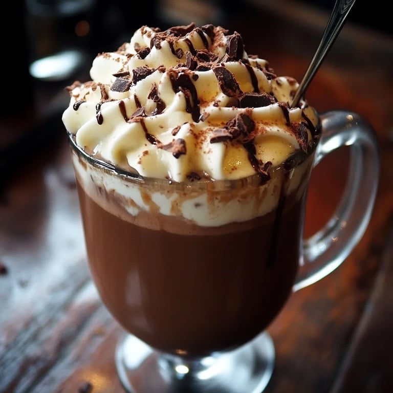 Thick Hot Chocolate with London Fog Whipped Cream